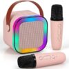 K12 Speaker Machine Bluetooth-Compatible Wireless Karaoke Mic Speaker Multi-Compatibility Modes, RGB Lights | Party POP Bluetooth Speaker with Mic