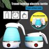 Travel Folding Electric Kettle, Fast Boiling, Portable Electric Kettle, 600ml Boil Dry Protection, 100-240V Food Grade Silicone Foldable Kettle