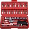 46-Piece Tool Box Set with Socket Wrench, Screwdriver Kit, Auto Repair Tools, Red