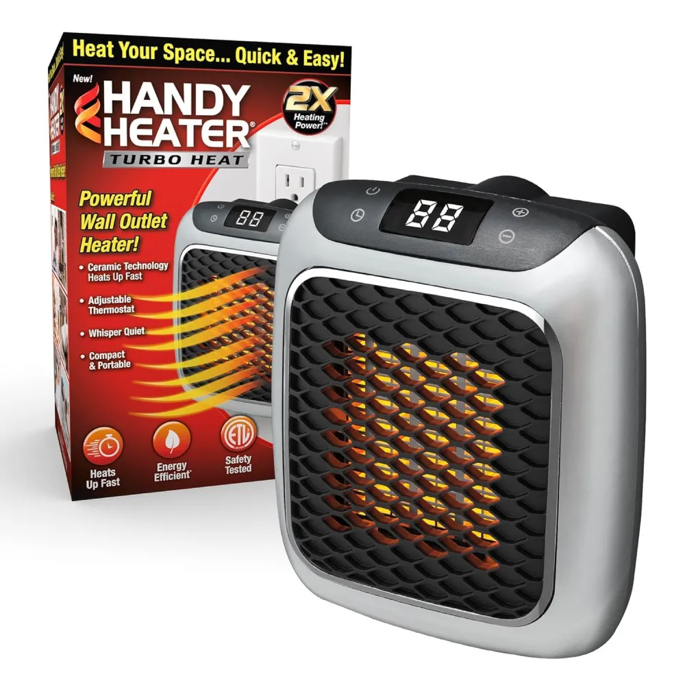 Electric Handy Heater Wall-Outlet 800 Watts with Temperature Control Remote Fan Room Heater
