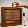 Wooden Piggy Bank Gullak for Kids Girls Boys Smart Money Saver Box Mini Coin Box Donation Cash Collection Box Piggybank with Numbers Chart for Adults Target 100000 Rupees Savings Box