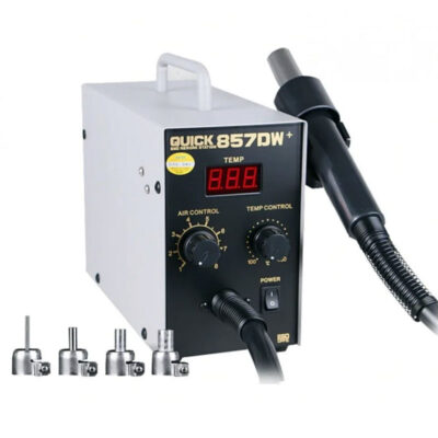 Quick 857DW+ Lead-Free Adjustable Hot Air Heat Gun for SMD Component Soldering and Desoldering