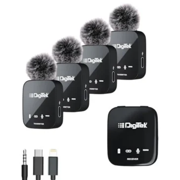 Digitek® DWM 111 4 Channel Wireless Microphone System 360° Ultra Voice Capture 2.4GHz Plug Play 50m Range Noise Reduction Use with DSLR Smartphone Laptops for Podcast Vlog Videosh 7 364x364